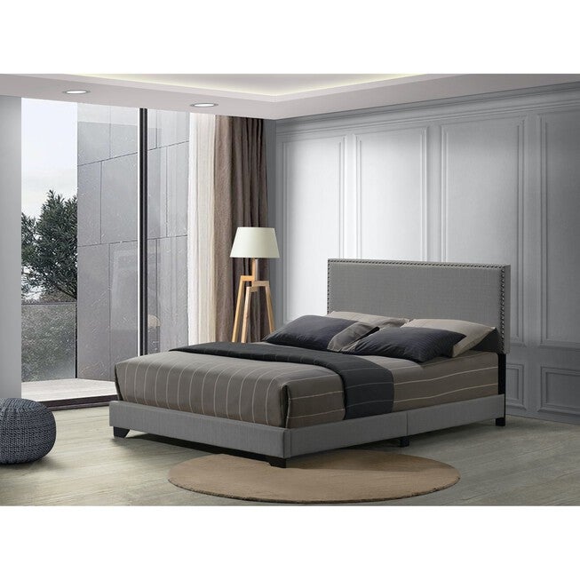 Queen Bed Bedroom, LIGHT GRAY FABRIC, hi-res image number 0