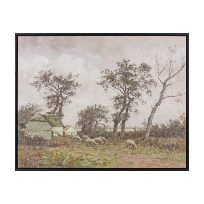 Sheep Farm Print 28 inchesL x 22 inchesH Canvas/Plastic, WHITE/GREEN/BROWN, hi-res image number null