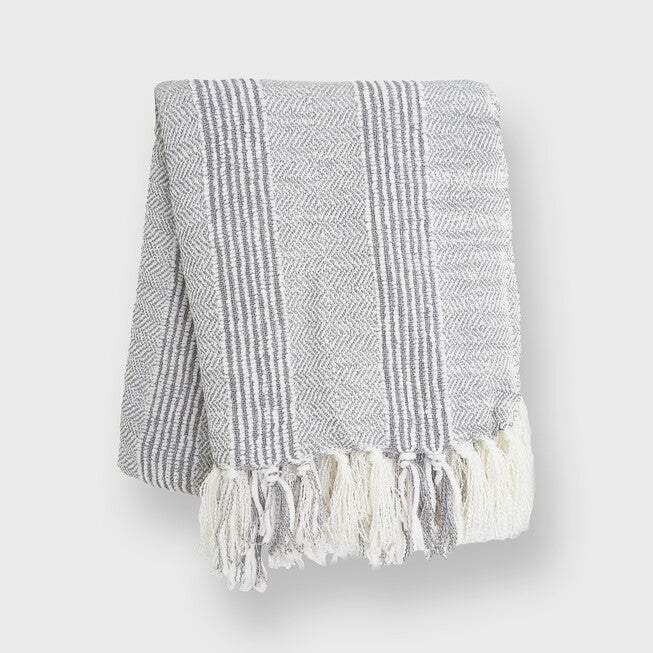 Stripe Textured Throw, GRAY, hi-res image number 0