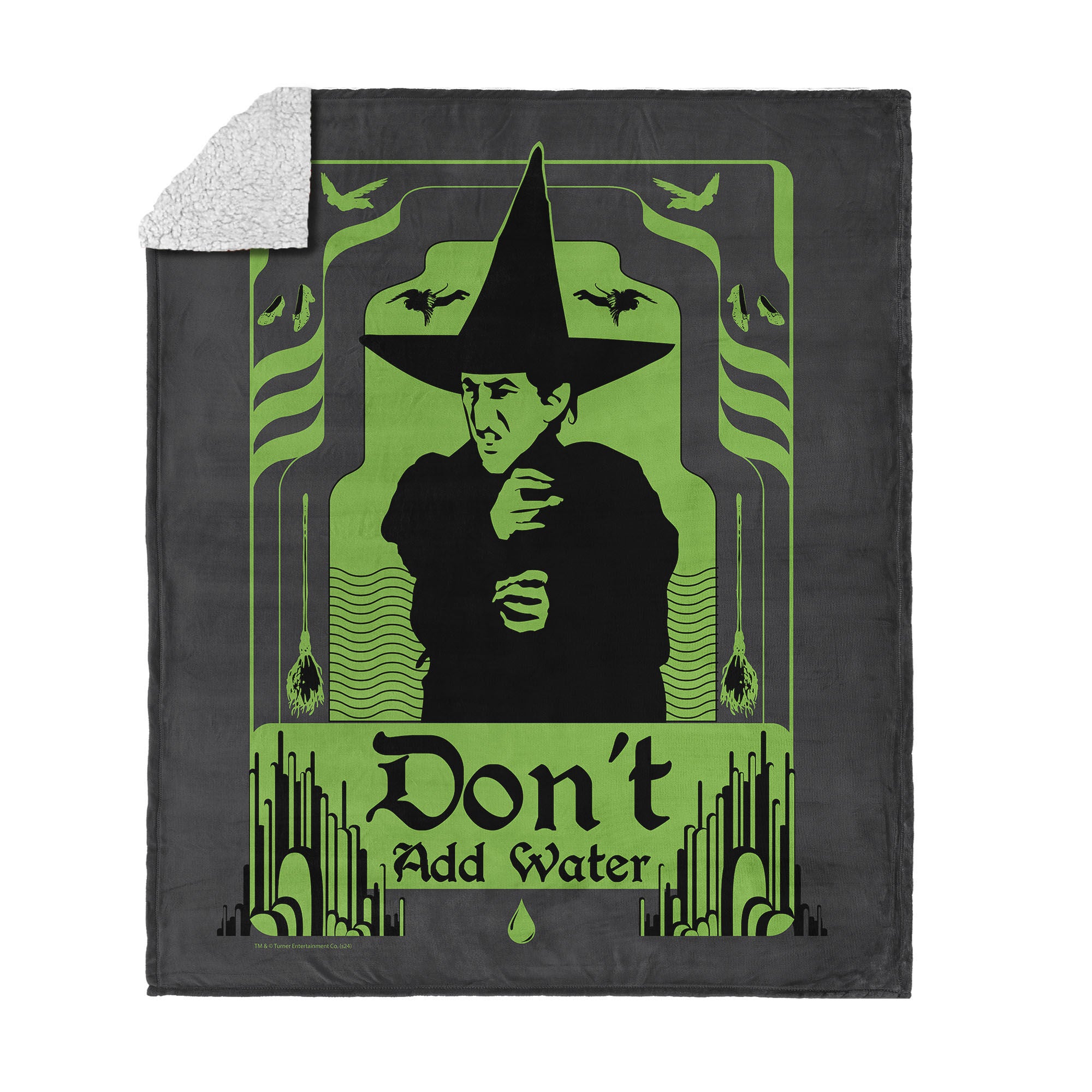 Warner Bros. The Wizard of Oz Don't Add Water Silk Touch Sherpa Throw Blanket 50x60 Inches, GREEN, hi-res image number 0