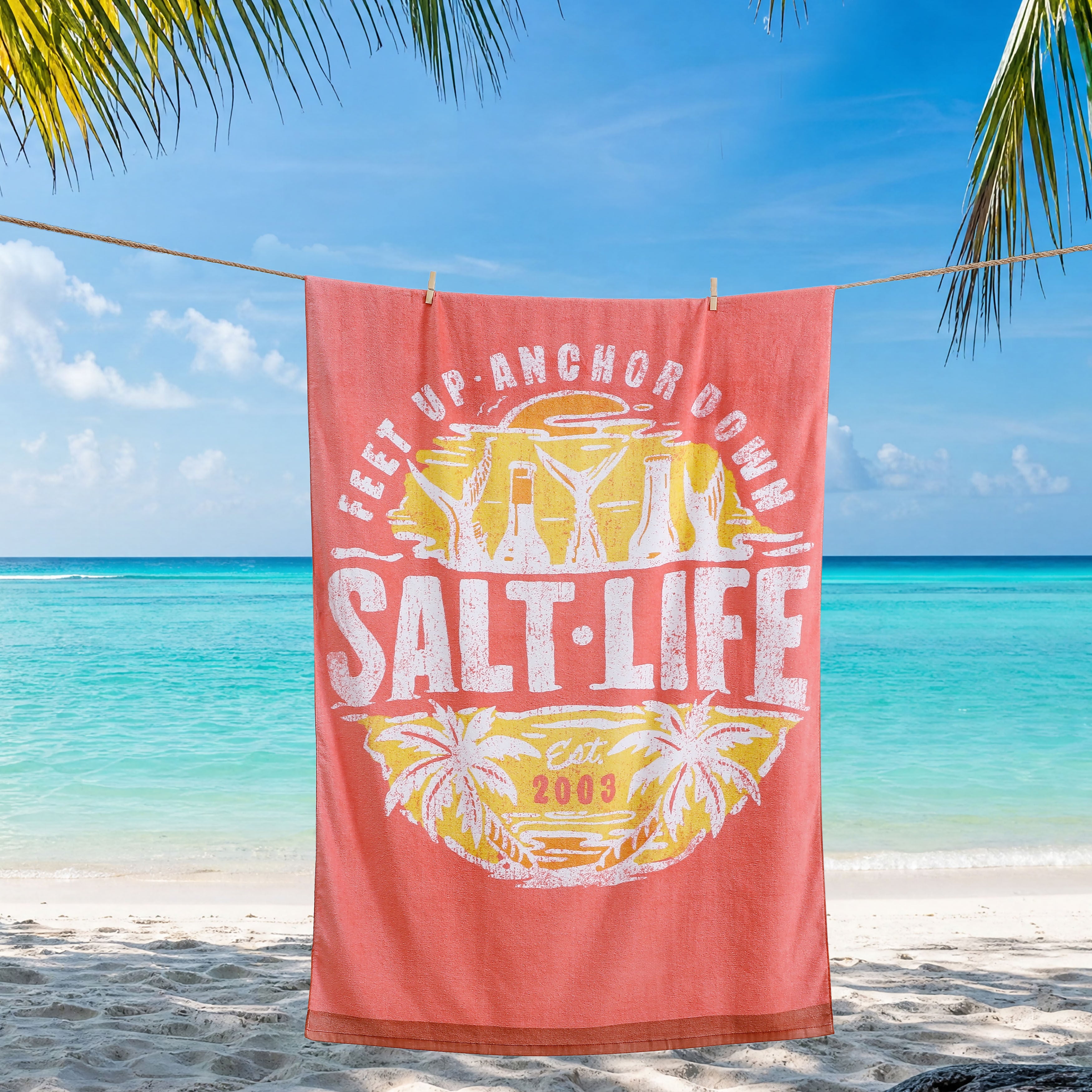 Weekend Forecast Beach Towel, CORAL, alternate image number 1