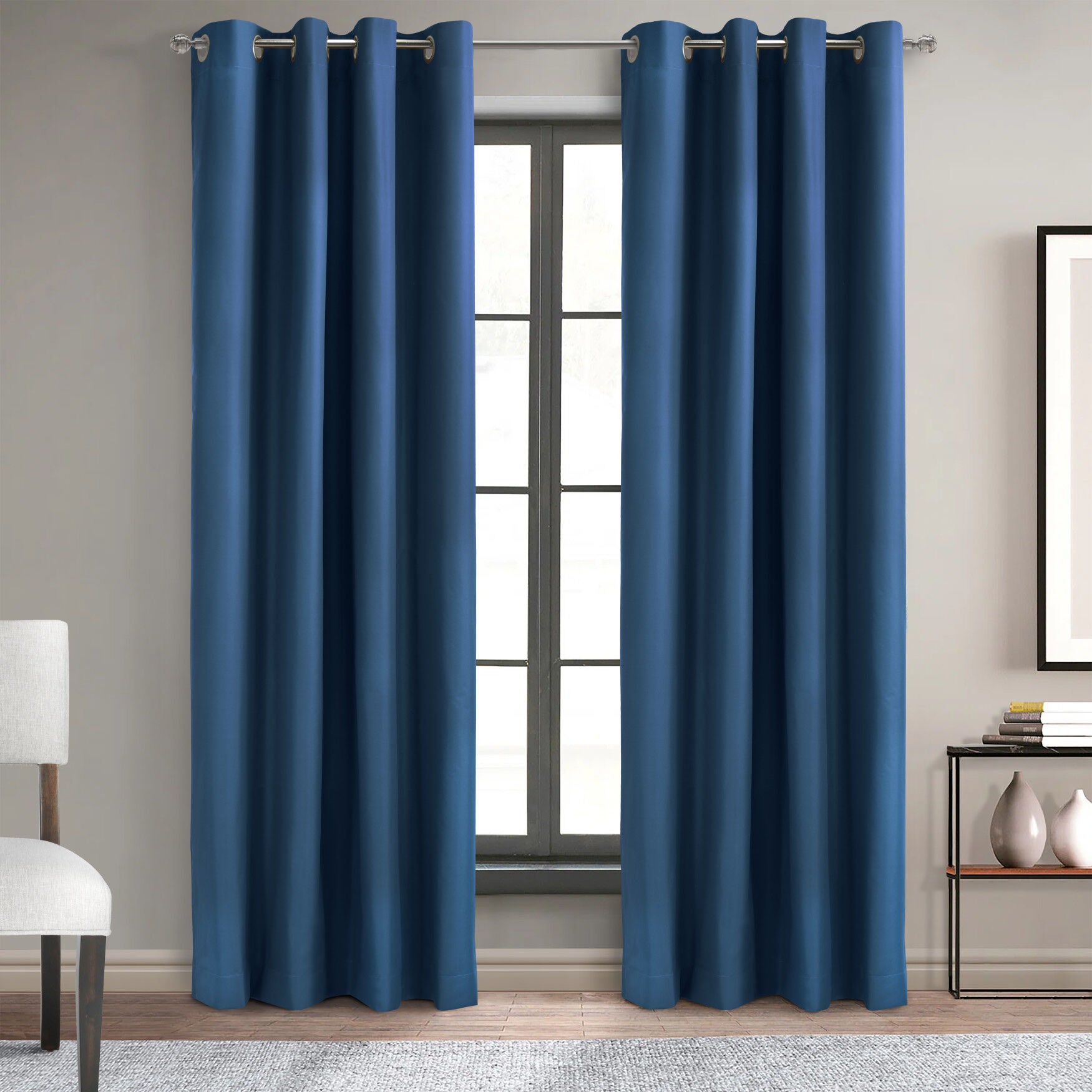 Alpine Blackout Grommet Curtain Panel, NAVY, hi-res image number 0