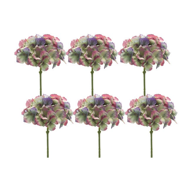 Varigated Lavender And Pink Hydrangea Flower Stem (Set Of 6), , alternate image number 2