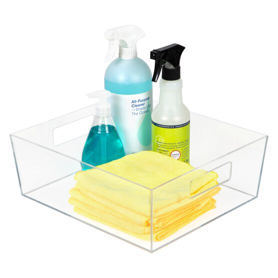 Clearly Chic Shallow Clear Storage Bins-Pantry, Kitchen Plastic Containers For Organizing Fridge, Drawers, Set Of 2, , alternate image number null