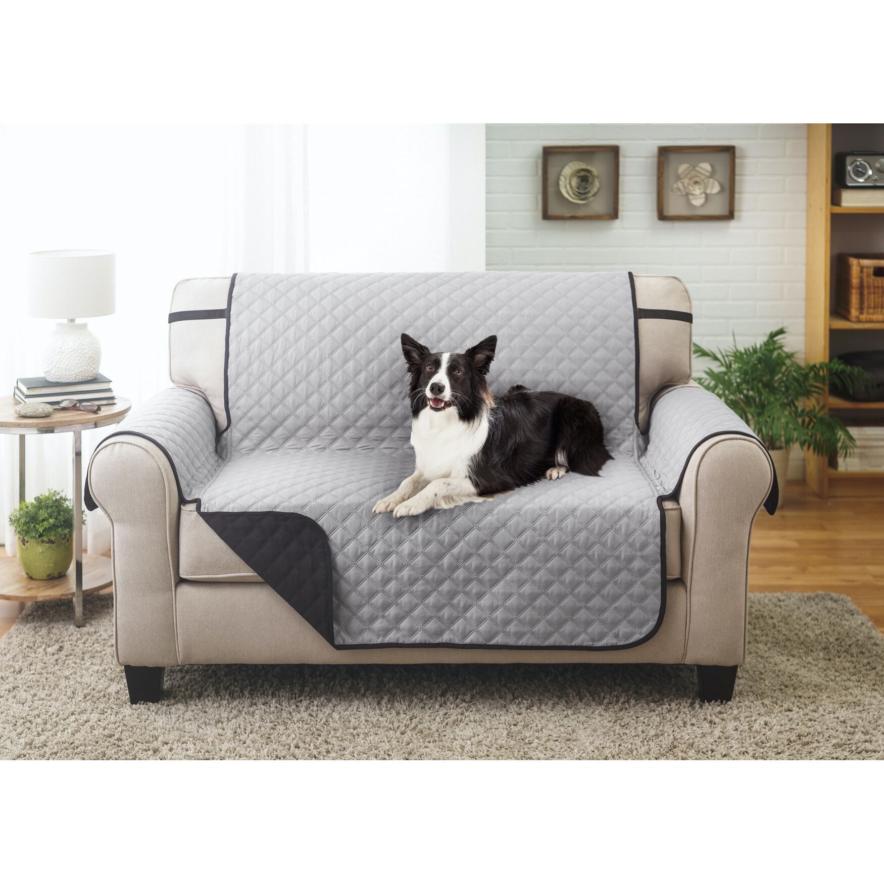 Solid Reversible Quilted Love Seat Furniture Protector, , on-hover image number 1