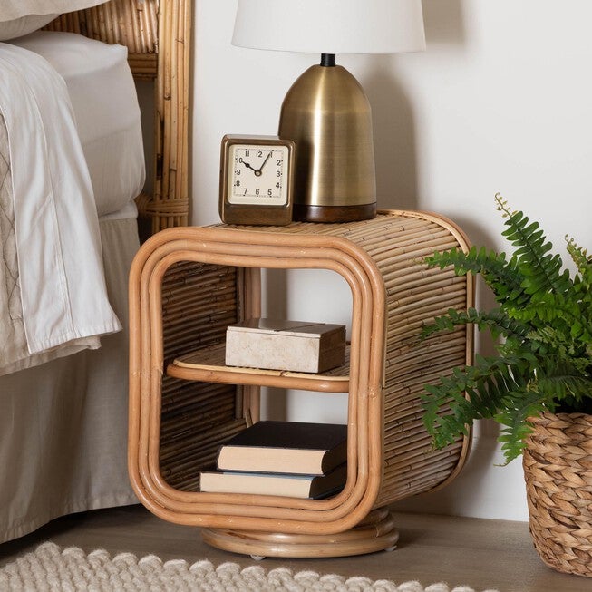 Bethari Bohemian Natural Rattan Nightstand, , alternate image number 4