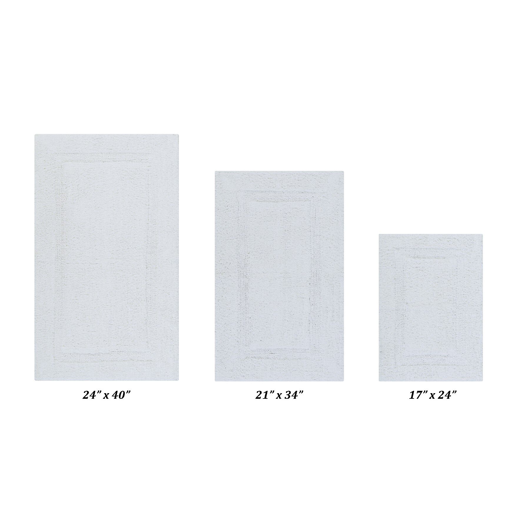 Lux Collectionis Bath Mat Rug 3 Piece Set (17 inches x 24 inches | 21 inches x 34 inches | 24 inches x 40 inches), WHITE, hi-res image number 0