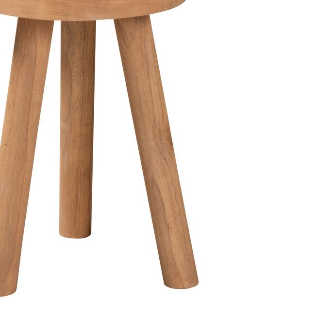 Terah Mid-Century Modern Natural Brown Teak Wood Ottoman Footstool, , alternate image number 2