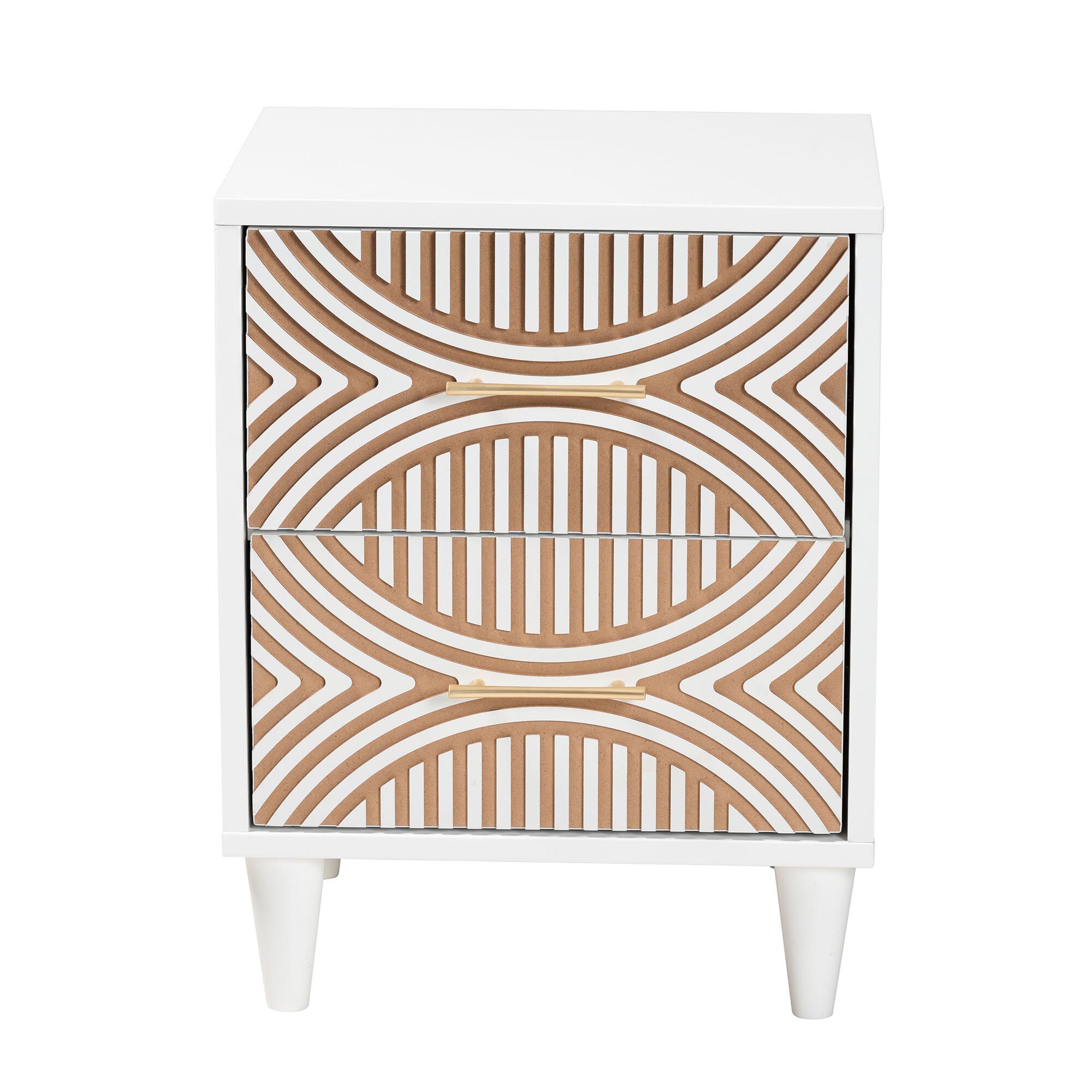 Louetta Carved Contrasting Nightstand, WHITE, alternate image number 3