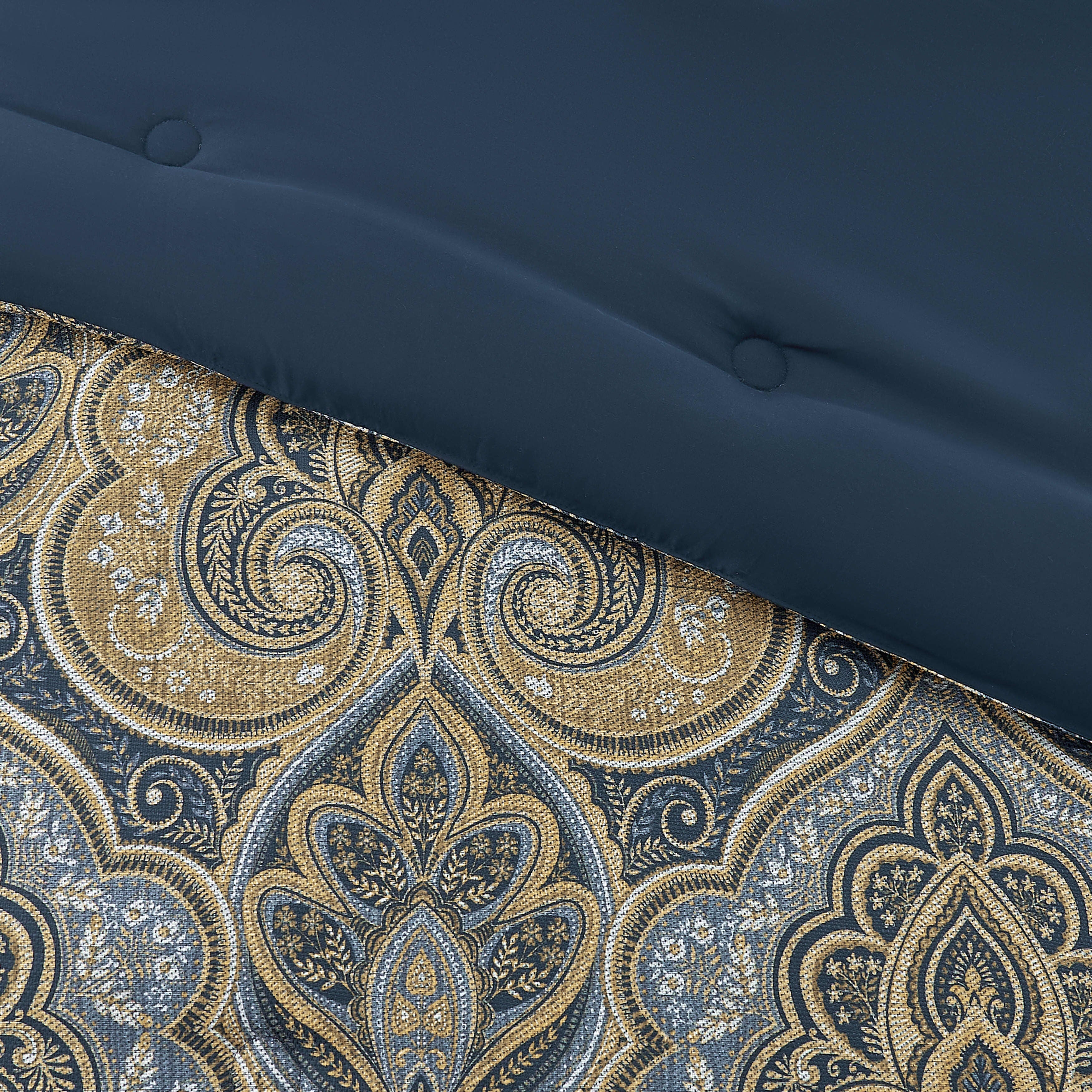 Messina Navy 3 Piece Comforter Set, NAVY, alternate image number 2