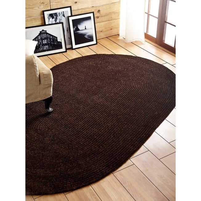 Better Trends Chenille Solid Braid Collection Reversible Indoor Area Utility Rug in Vibrant Colors, Oval, CHESTNUT, hi-res image number 0