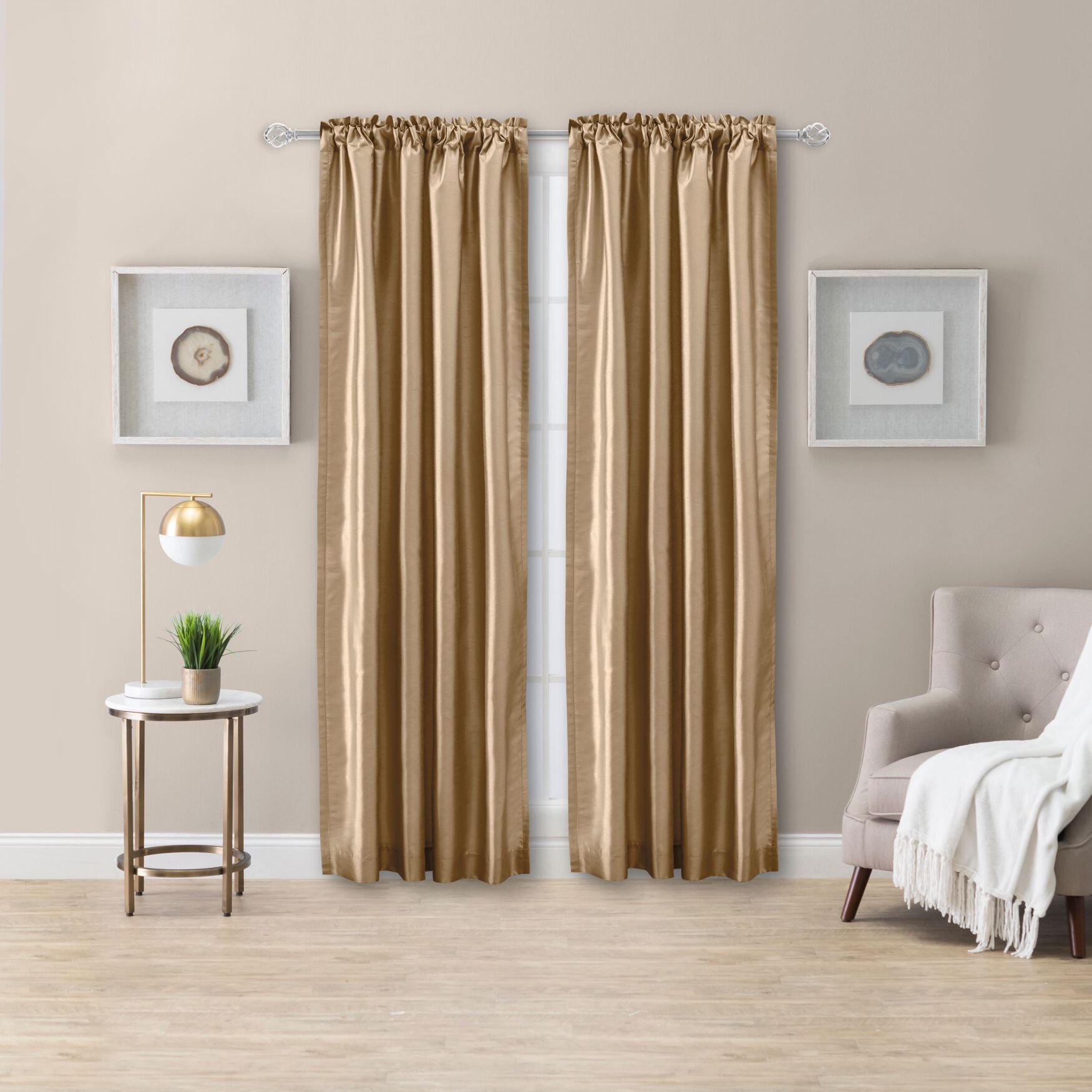 Luna Faux Silk Solid Color Faux Silk, TAUPE, hi-res image number 0