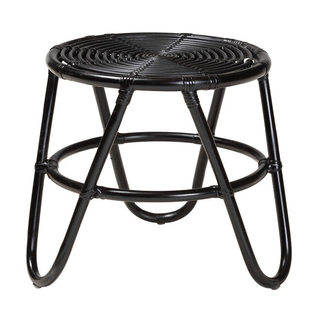 Pertessa Modern Bohemian Black Finished Rattan End Table, BLACK, hi-res image number 0