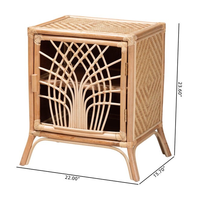 Danna Modern Bohemian Natural Brown Rattan Nightstand, , alternate image number null