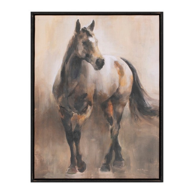 Framed Horse Canvas Art 24 inchesH, BLACK/BEIGE, hi-res image number 0
