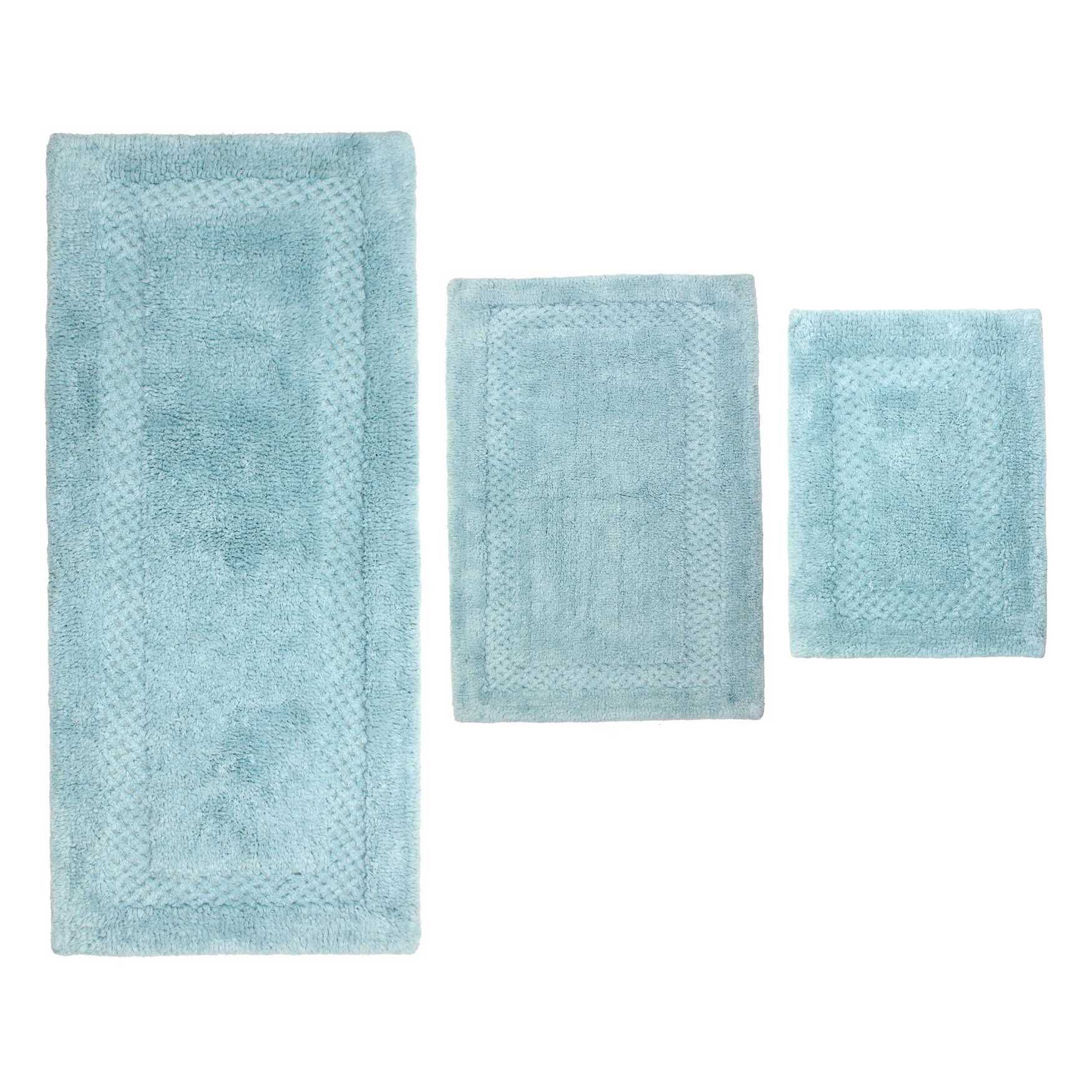 Classy Bathmat 3 Piece Bath Rug Collection, AQUA, hi-res image number 0