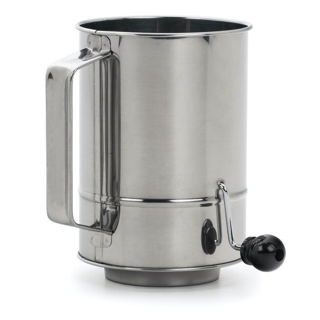 Crank Style Stainless Steel 5 Cup Flour Sifter, GRAY, hi-res image number 0