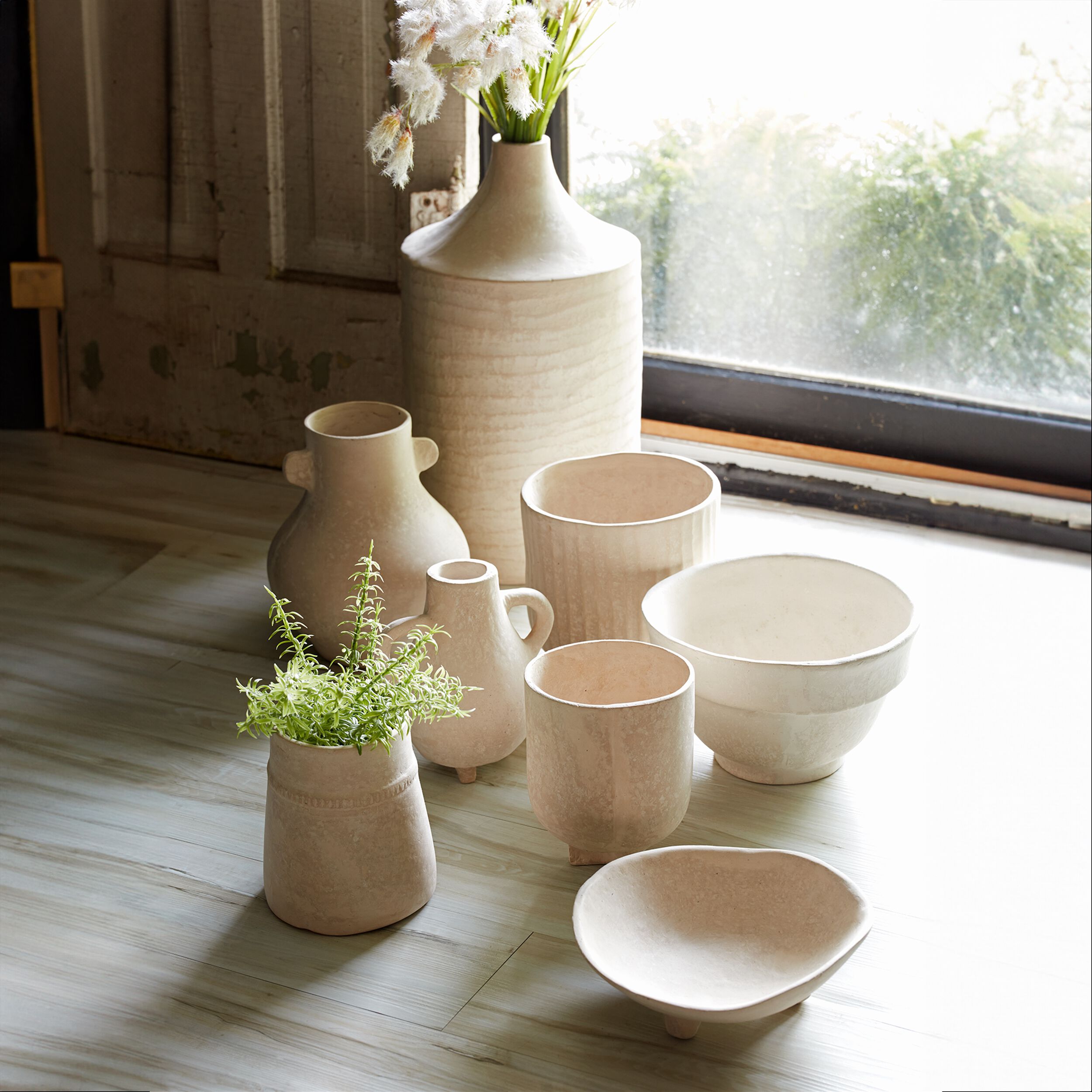 Recycled Paper Chalk Vase 7.5 inchesH, BEIGE, alternate image number 2