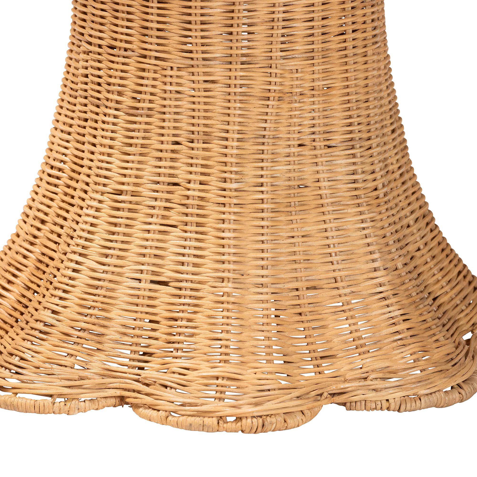 Avalon Scallop Natural Rattan Pedestal Side Table, LIGHT HONEY, alternate image number 3
