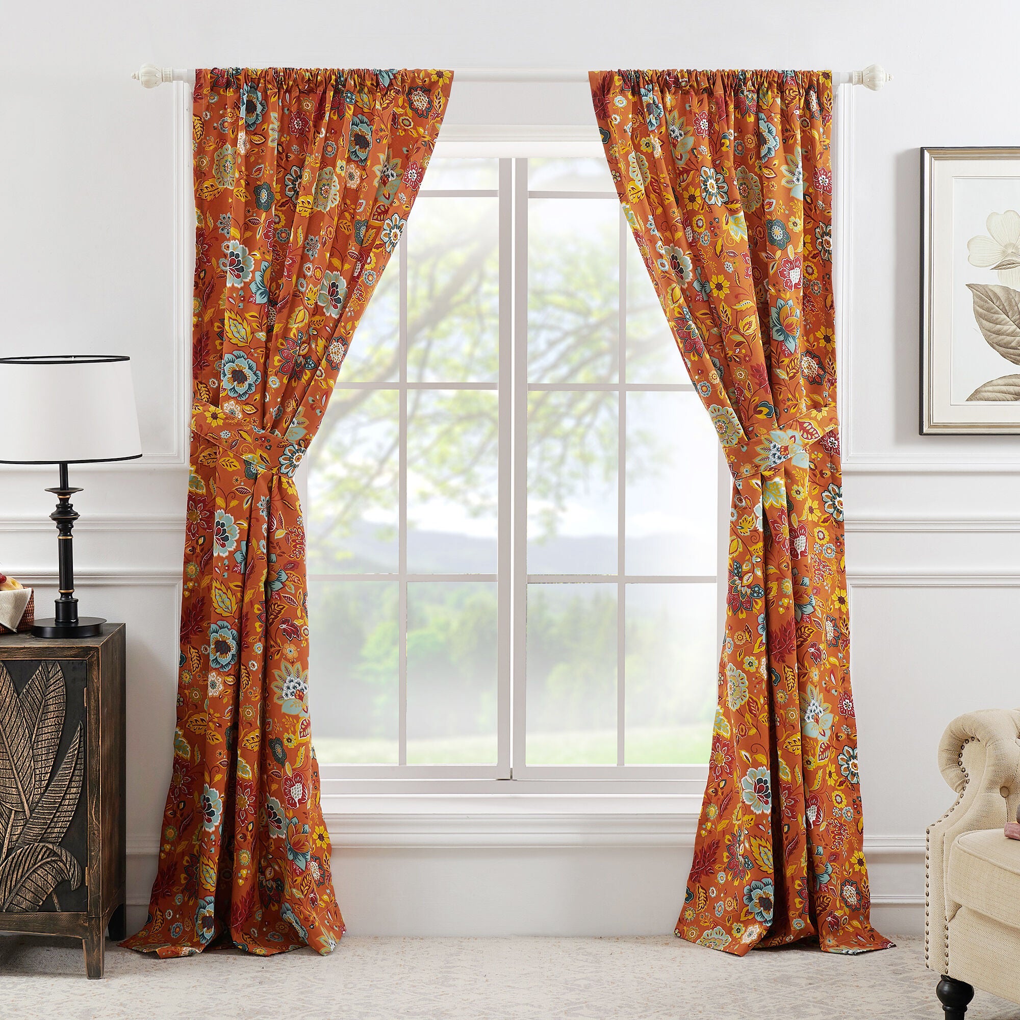 Astoria Window Curtain Panels, Set of 2, 63 inches, Spice, SPICE, alternate image number 2