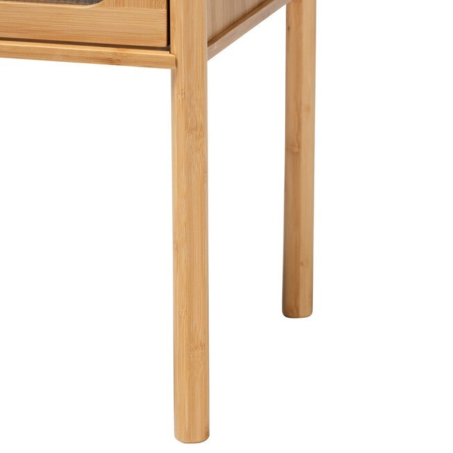 Naresh Mid-Century Modern Transitional Natural Brown Bamboo Wood 1-Drawer End Table, , alternate image number 5