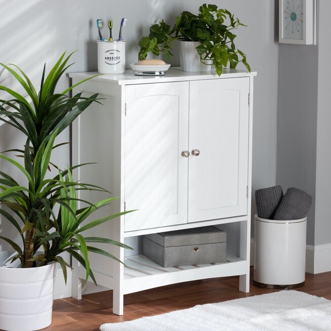 Jaela Wood 2-Door Bathroom Storage Cabinet Furniture, , alternate image number null