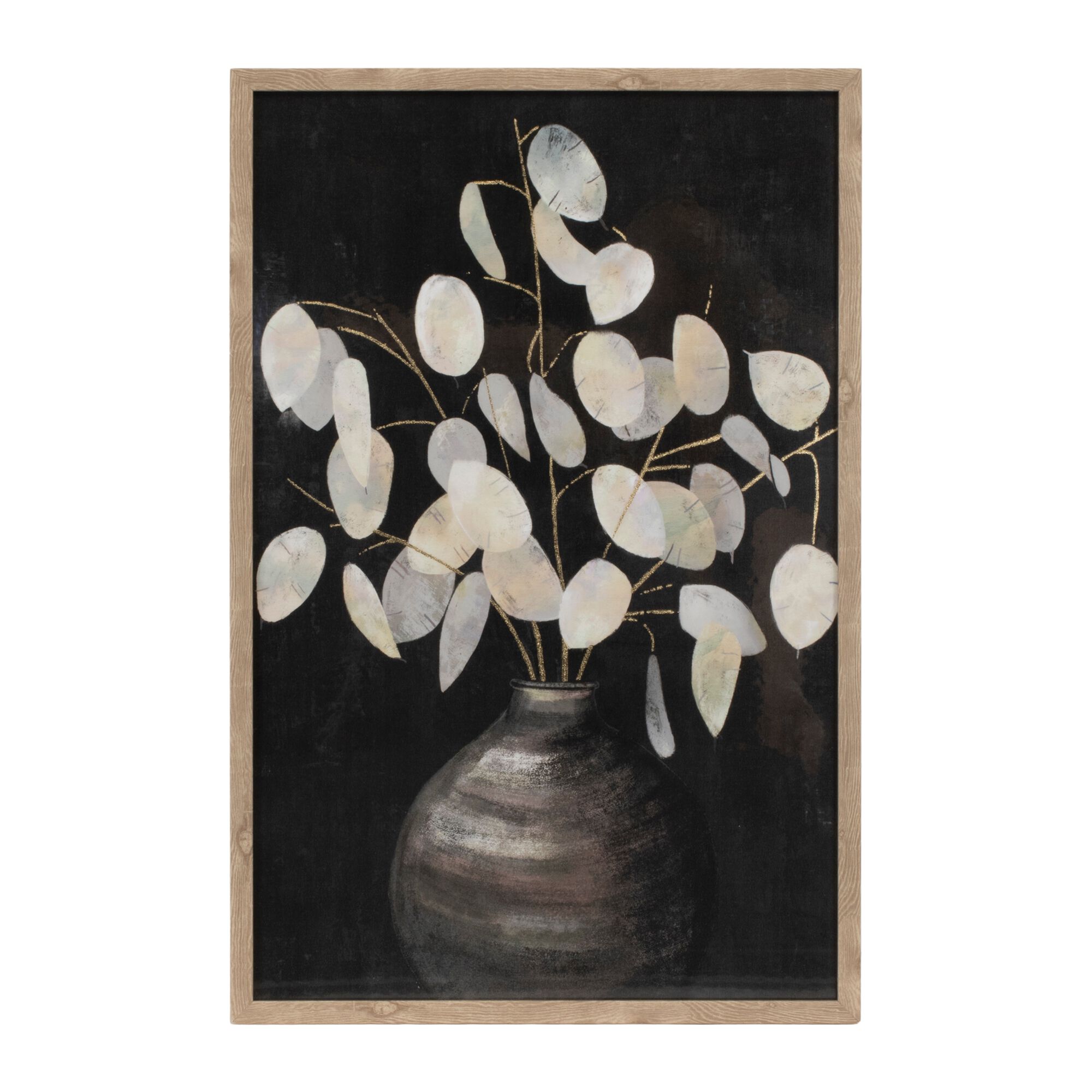 Beige Eucalyptus Print (Set of 2), BLACK GREY, alternate image number 1