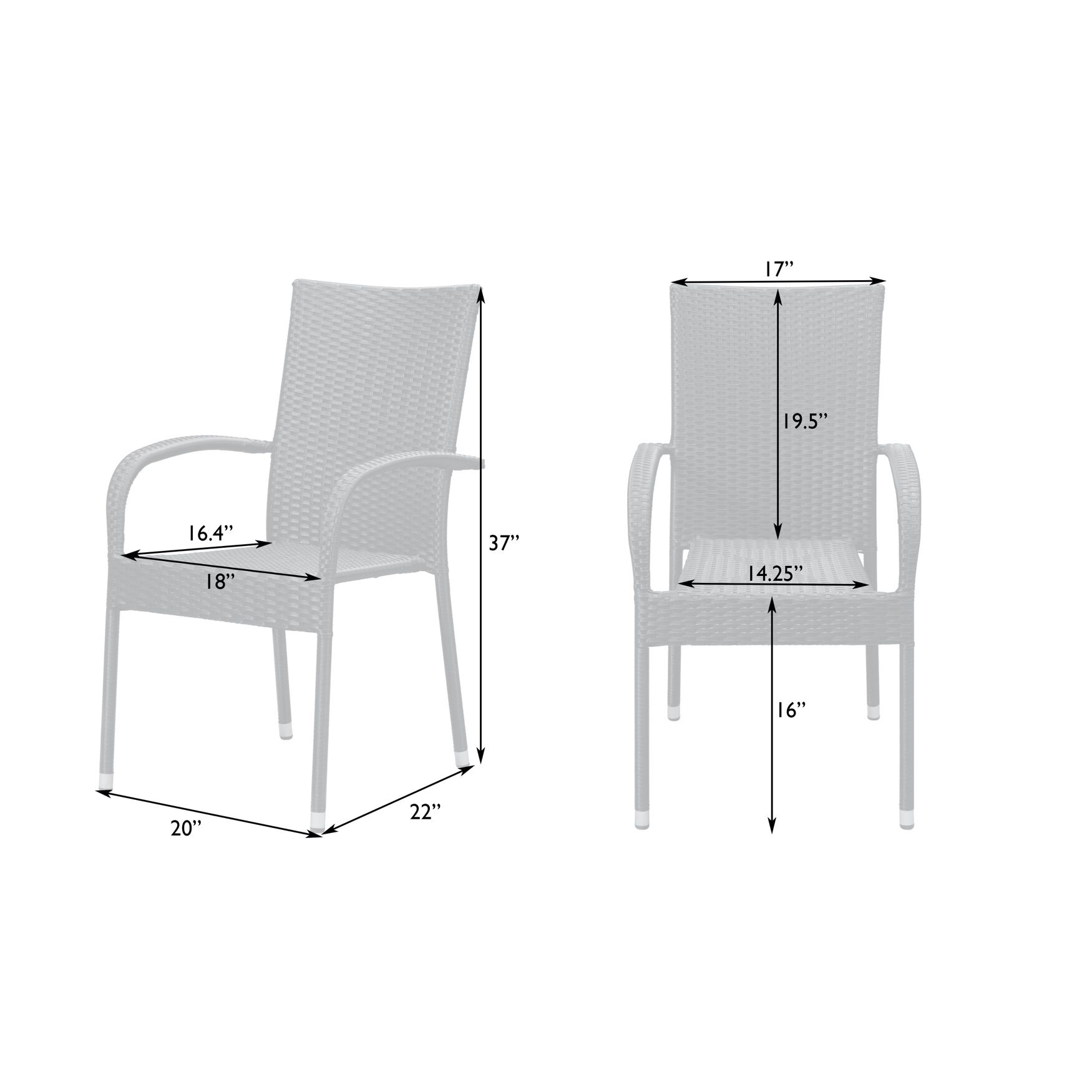 Morgan Outdoor Wicker Stacking Chair - Mocha - Set of 4, , alternate image number 7