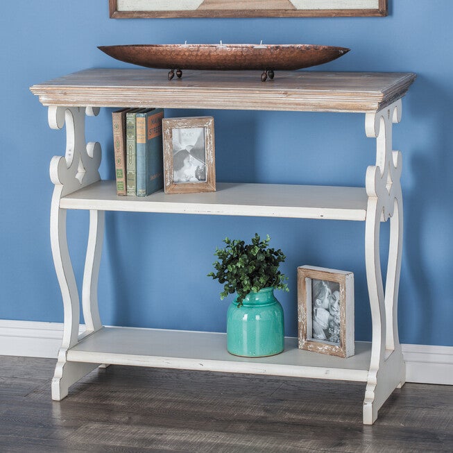 White Farmhouse Wood Console Table, 32 x 38, , alternate image number null