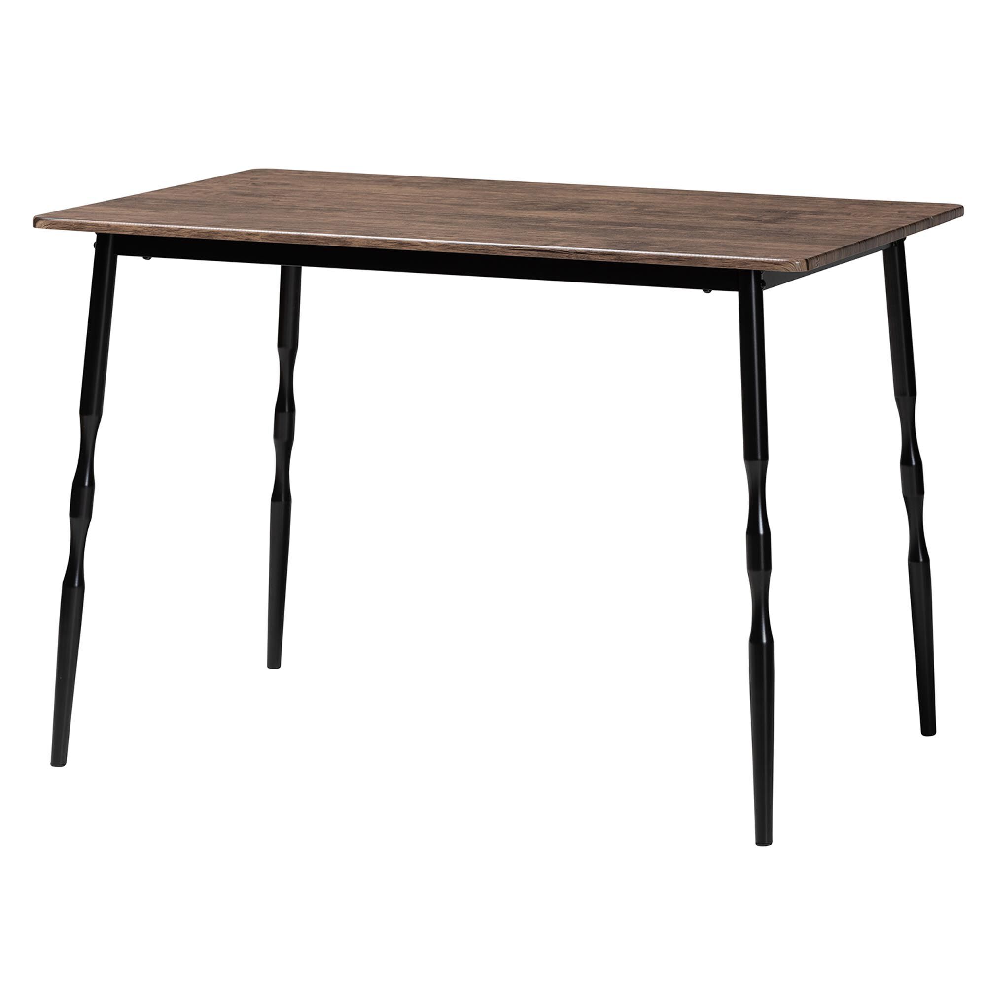 Nevan Modern Industrial Brown Wood and Metal 5-Piece Dining Set, BROWN, alternate image number 3