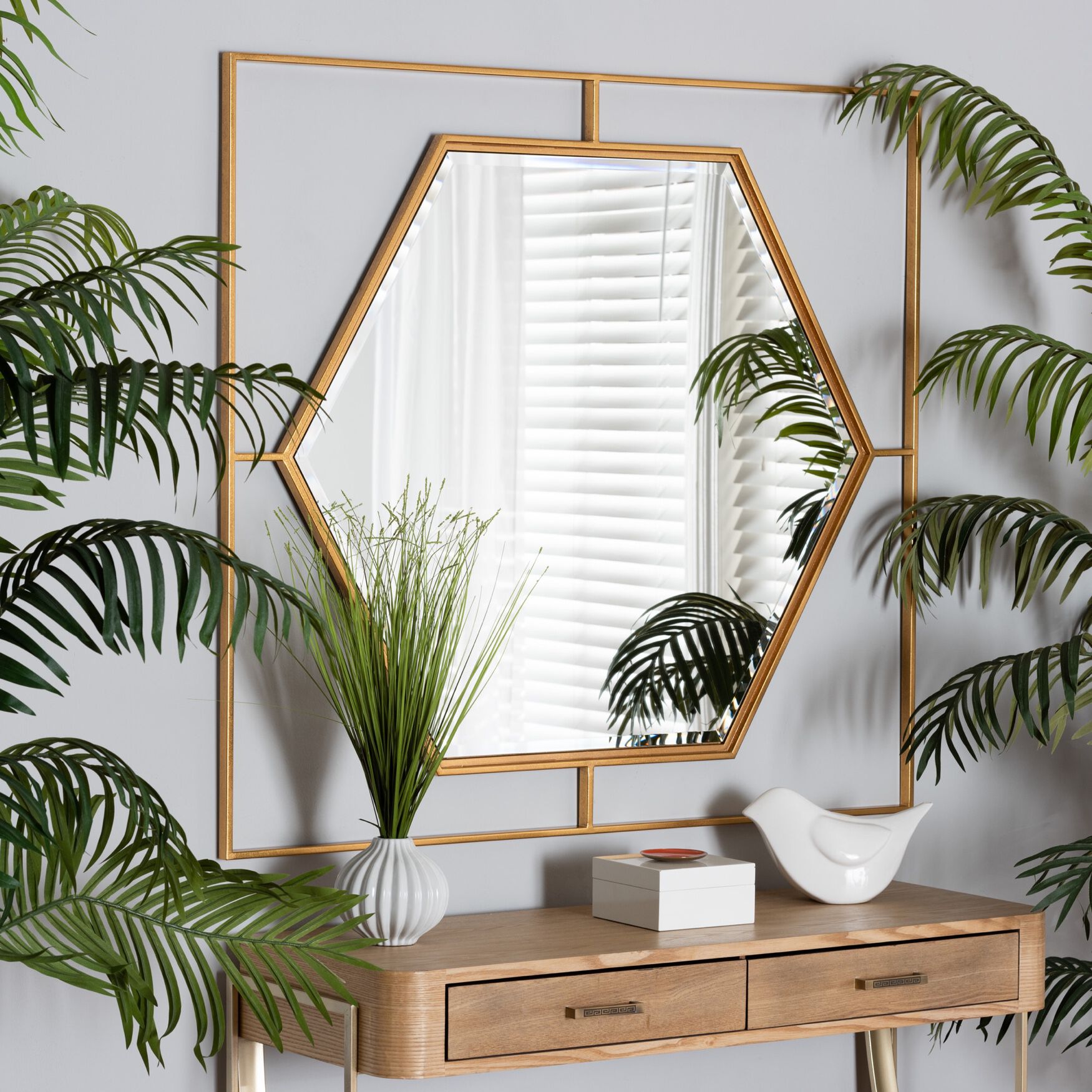 Gates Modern Glam And Luxe Antique Goldleaf Metal Accent Wall Mirror, , alternate image number 3