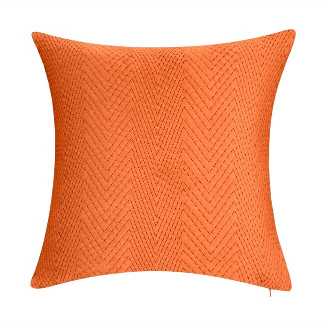 Velvet Embroidered Chevron Decorative Pillow , PUMPKIN, hi-res image number 0
