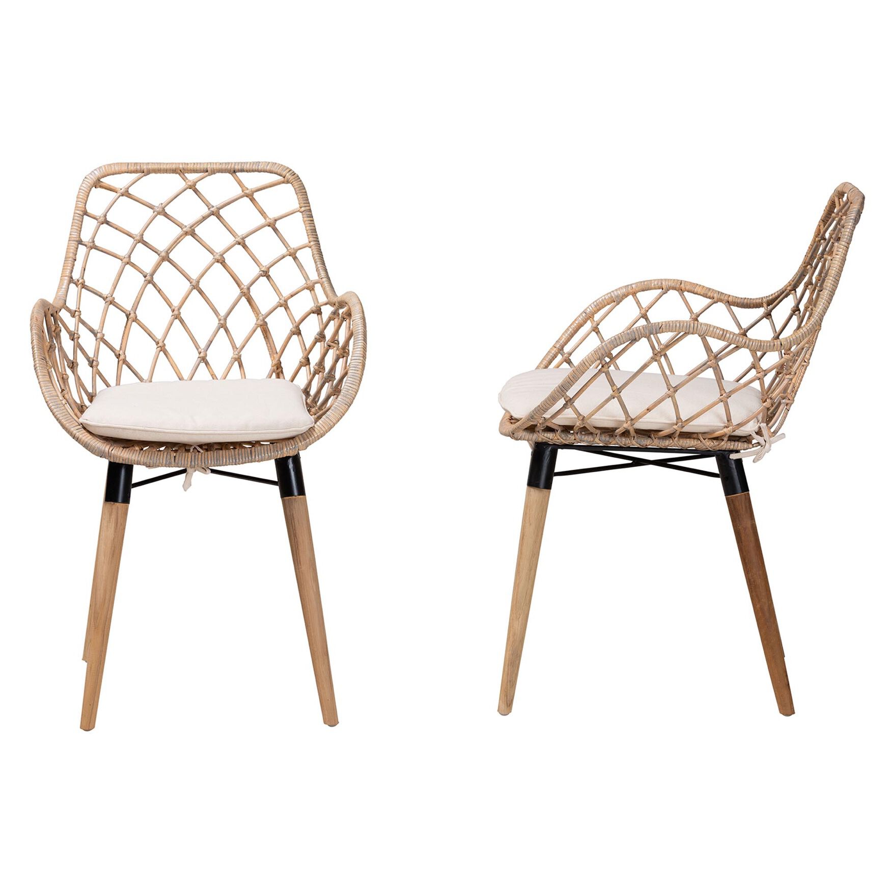 Ballerina Modern Bohemian Black Finished Rattan And Metal Dining Chair, , alternate image number 9