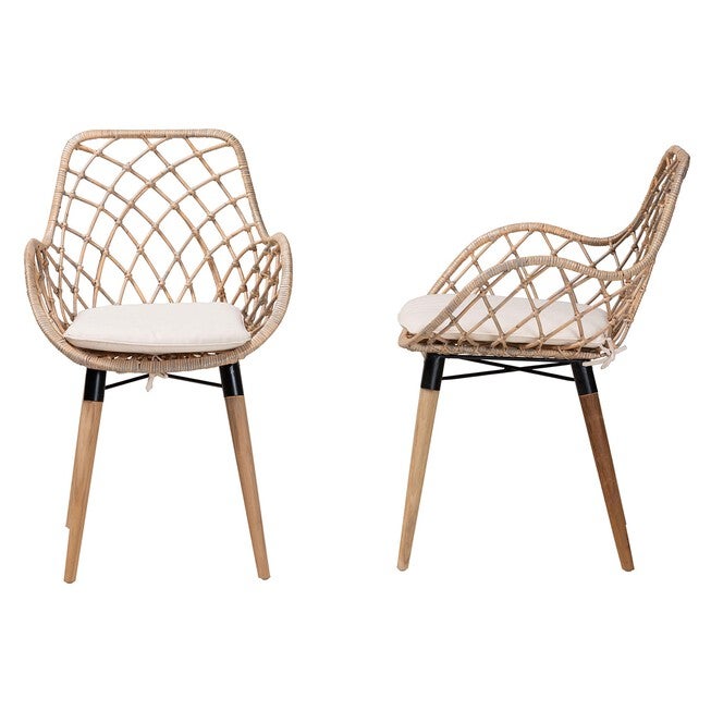 Ballerina Modern Bohemian Black Finished Rattan And Metal Dining Chair, , alternate image number 9