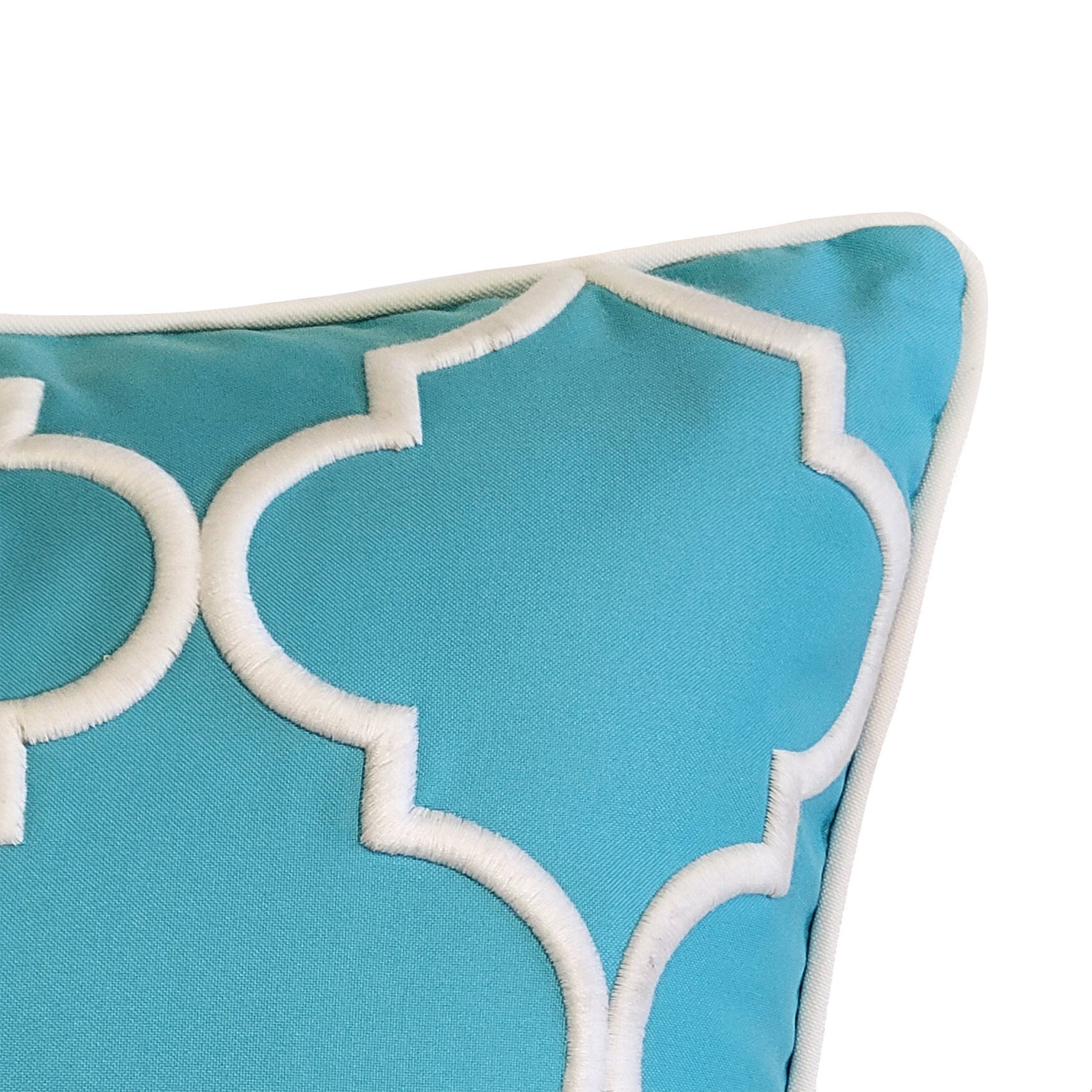 Indoor/Outdoor Oversized Embroidered Quartrefoil Decorative Throw Pillow 20X20, Leaf/White, , alternate image number 6