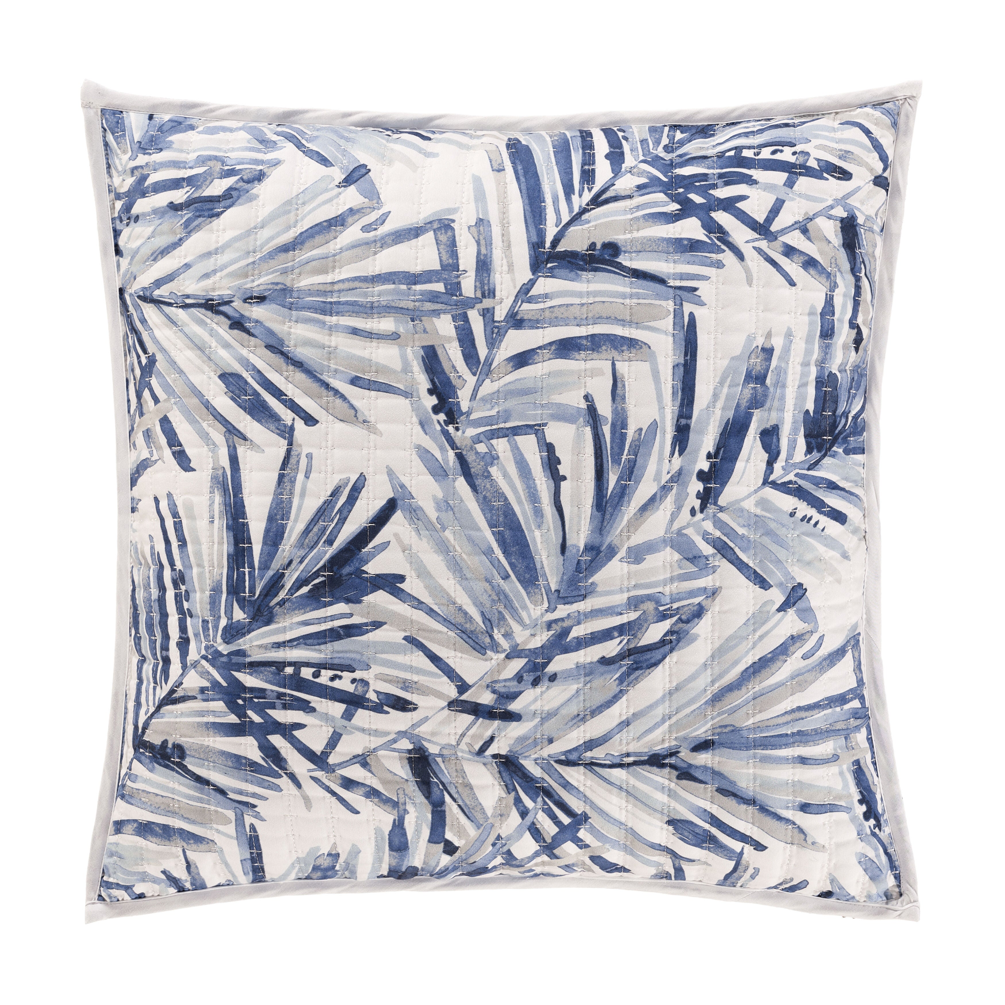 PALM BEACH 20 inches SQUARE QUILTED DECORATIVE THROW PILLOW, BLUE, alternate image number 2