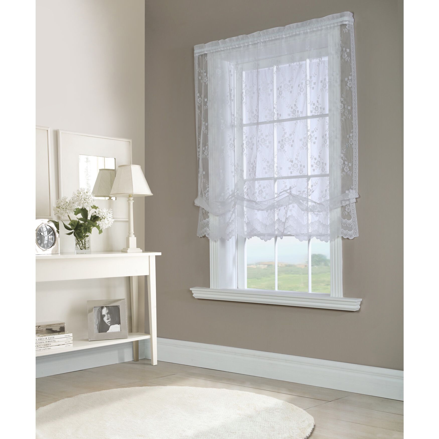 Mona Lisa Sheer Rod Pocket Balloon Curtain, WHITE, hi-res image number 0