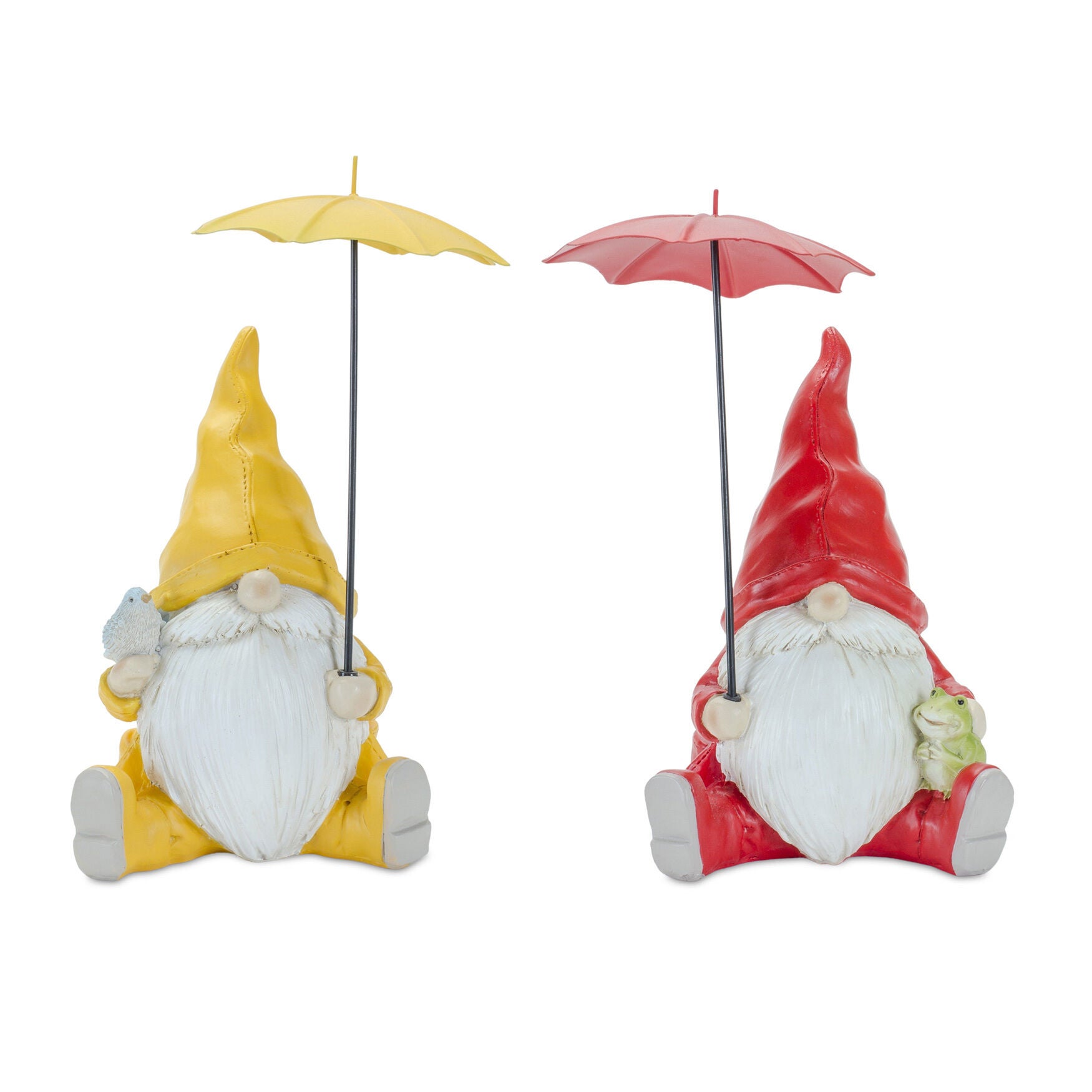 Garden Gnome With Umbrella And Woodland Animals (Set Of 2), YELLOW, hi-res image number 0