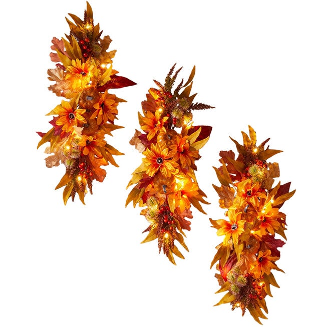 Pre-lit Harvest Daisy Staircase Swag, DAISY, hi-res image number null