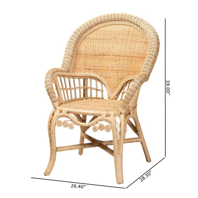 Ratu Modern Bohemian Natural Brown Rattan Accent Chair, , alternate image number 9