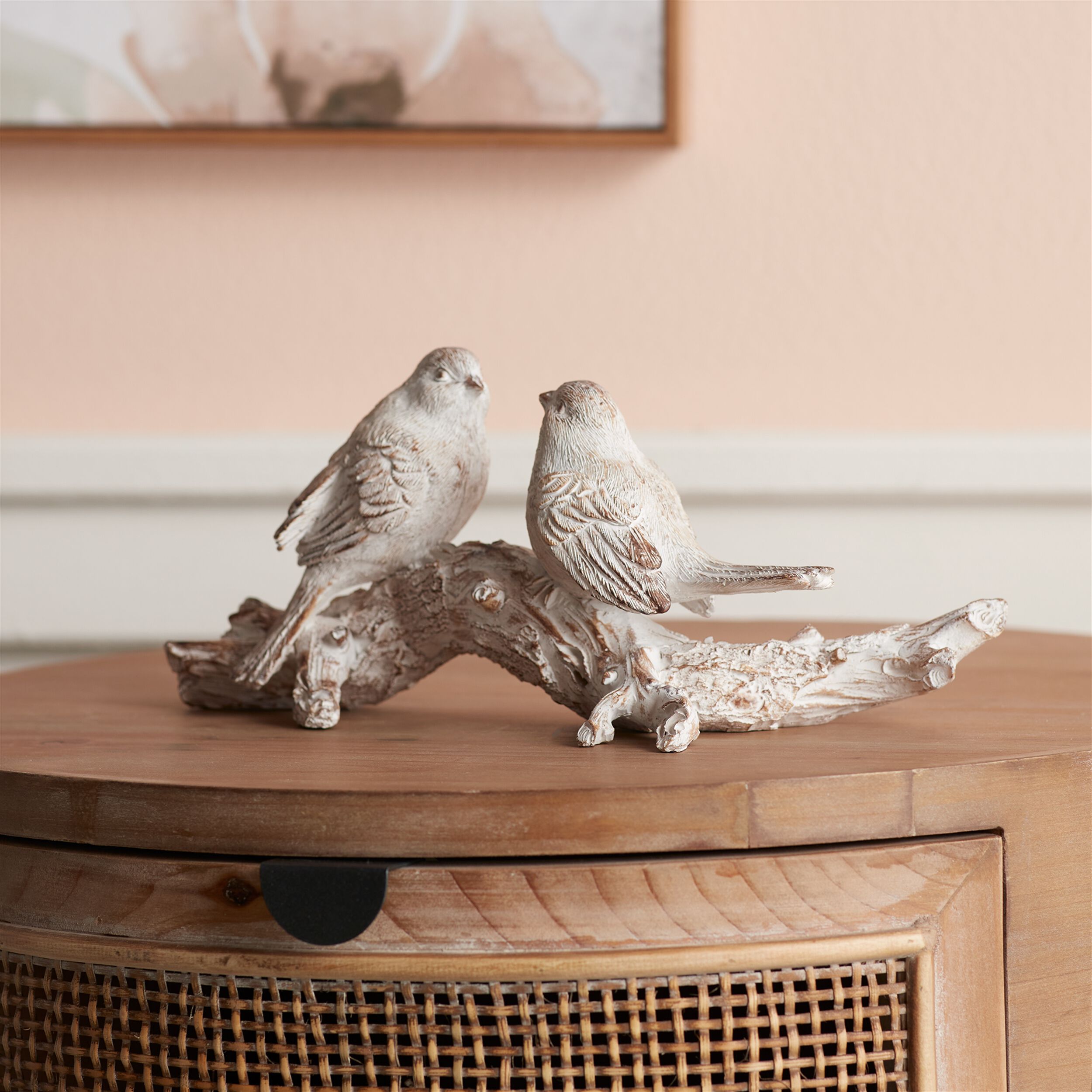 White Washed Birds on Branch Figurine 9.5 inchesL, WHITE/BROWN, alternate image number 1