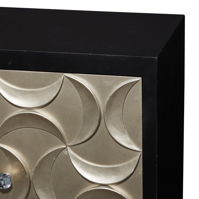 Modern Rectangular Black Wooden Crescent Moon Cabinet, 32 inchesH x 31 inchesL x 16 inchesW, , alternate image number null