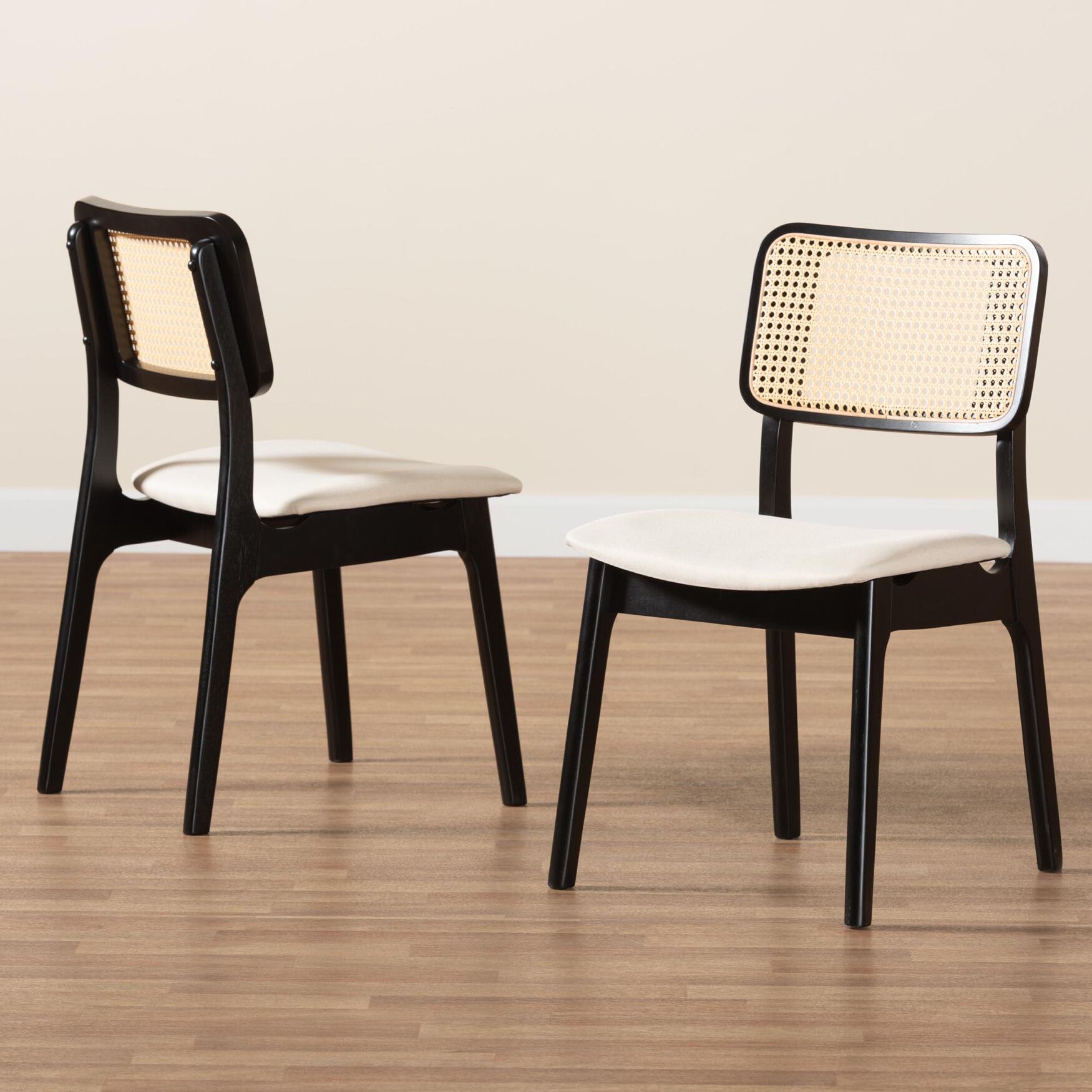 Dannon Mid-Century Modern Grey Fabric And Walnut Brown Finished Wood 2-Piece Dining Chair Set, , alternate image number 20