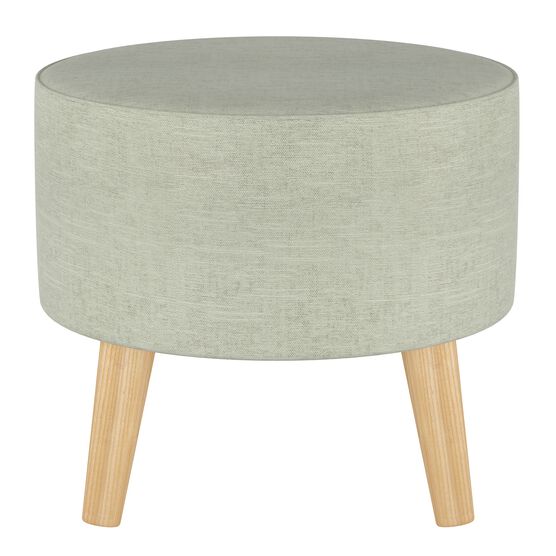 Linen Round Ottoman with Splayed Legs, , on-hover image number null