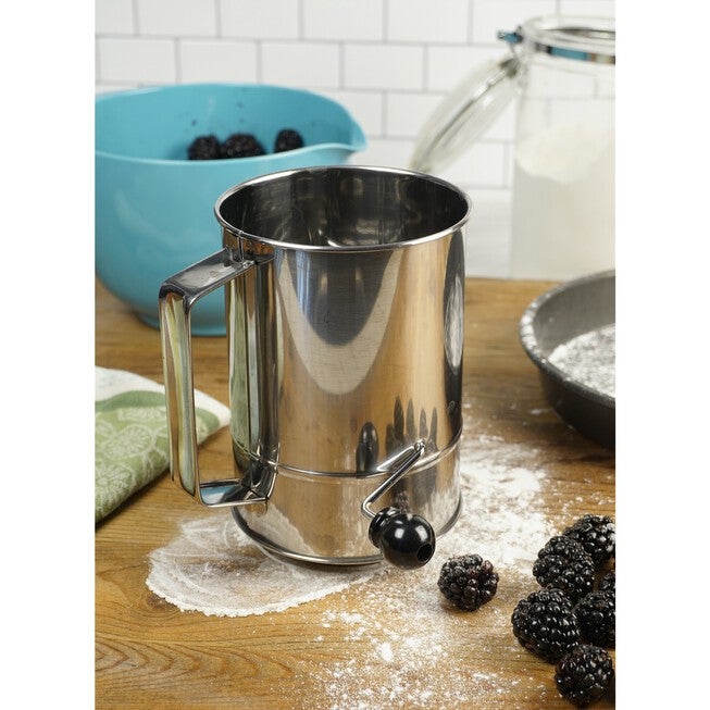 Crank Style Stainless Steel 3 Cup Flour Sifter, , on-hover image number null