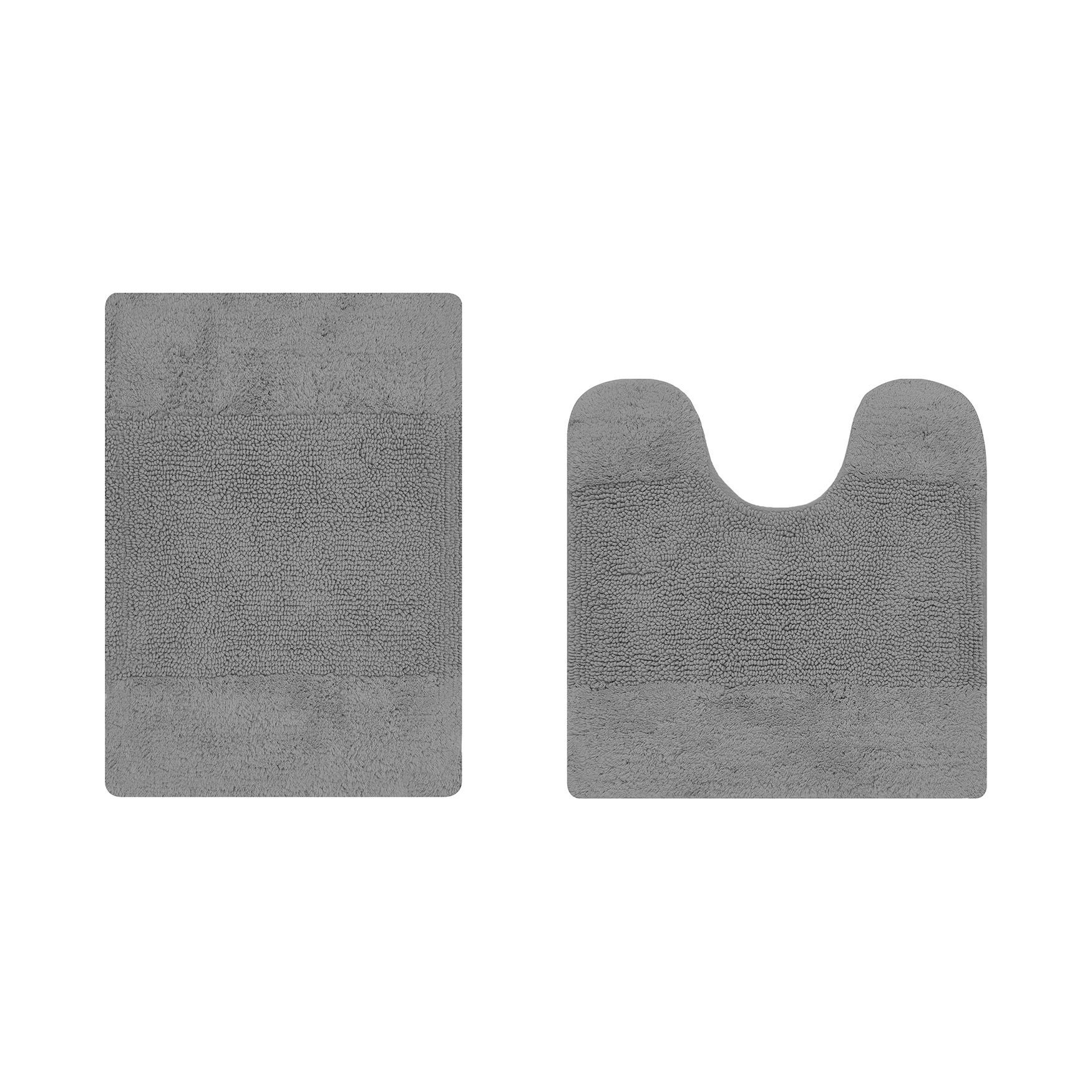 Granada Collection 100% Cotton 2 Piece (17 inches X 24 inches | 20 inches X 20 inches) Bath Rug Set, GRAY, hi-res image number 0