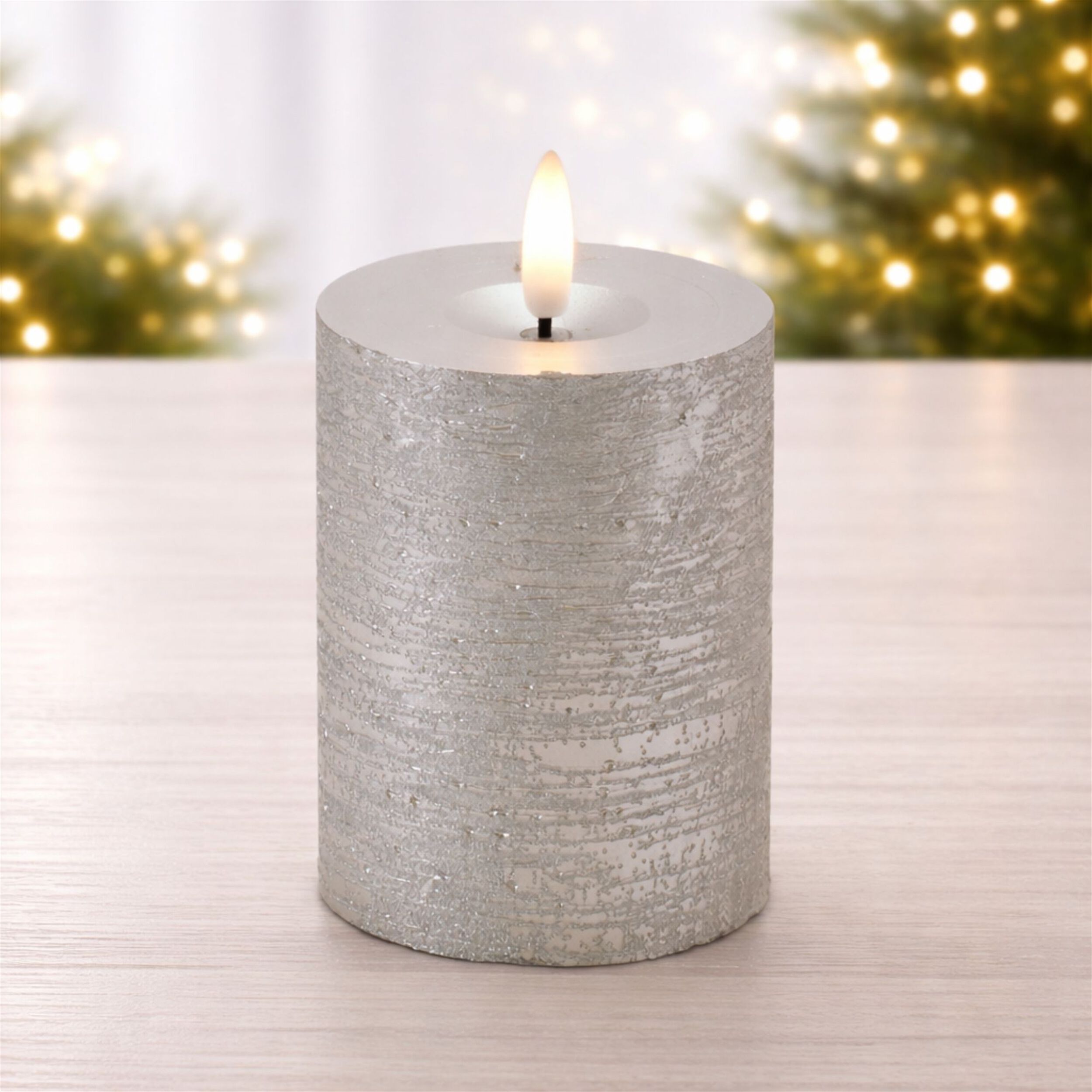 Metallic FIA Wick LED Candle (Set of 2), SILVER, hi-res image number 0