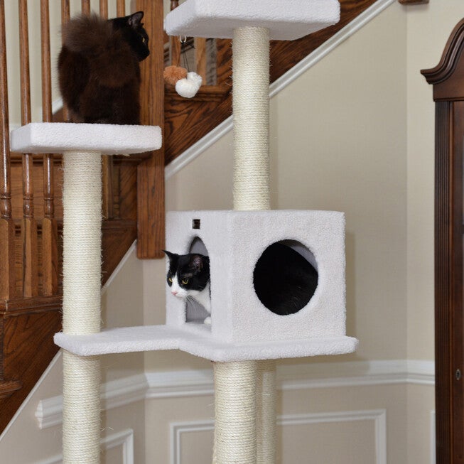 Classic 73 inches Real Wood Cat Tree Four Levels With Swing, Hammock, Condo, Perch, , alternate image number null