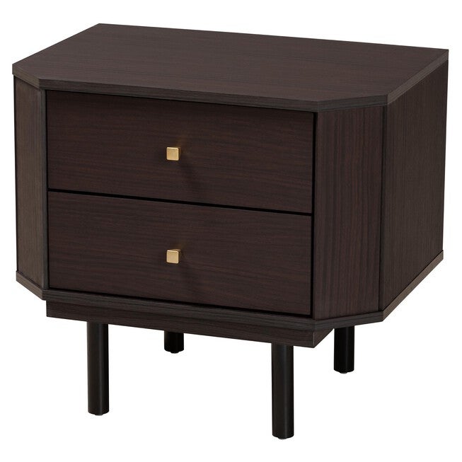 Norwood Modern Transitional Two-Tone Black And Espresso Brown Finished Wood 2-Drawer End Table, BLACK ESPRESSO BROWN, hi-res image number null