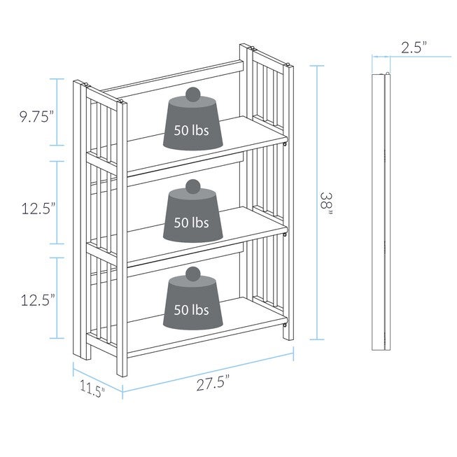 3-Shelf Folding Stackable Bookcase 27.5 inches Wide-Mahogany, , alternate image number null